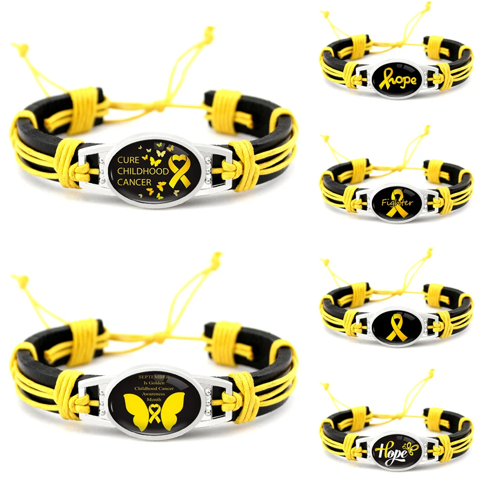 Браслеты бабочки с раком груди кожаные амулетные браслеты желтой оранжевой