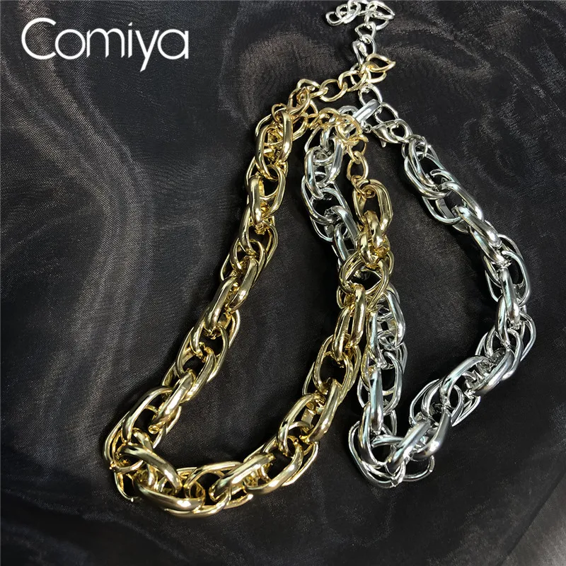 Comiya, корейские ожерелья, золото, серебро, цвет, цинковый сплав, звенья, чокер, массивное ожерелье, модные индийские ювелирные изделия, Femme Colar
