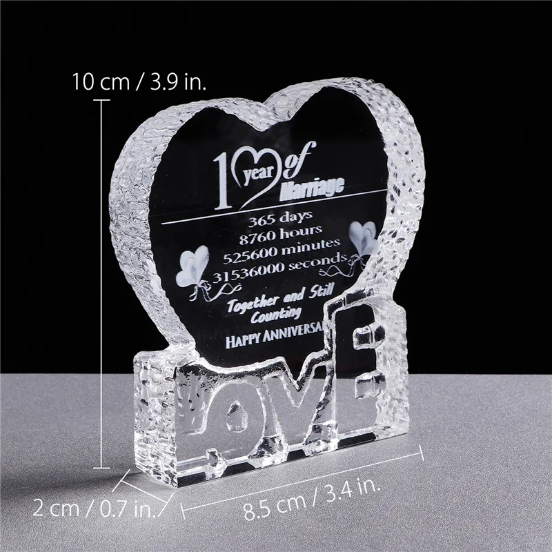 1 годовщина свадьбы памятные подарки для влюбленных кристальная форма сердца