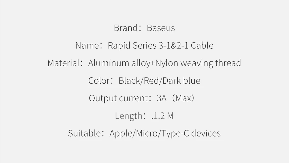 Baseus 3в1 2в1 USB кабель для iPhone X 8 7 6 Micro кабель type usb C кабель для samsung S9 S8 Быстрая зарядка кабель зарядного устройства 3A шнур