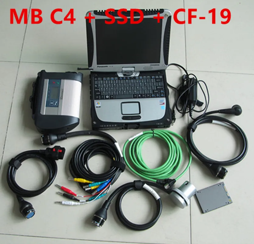 Высокое Качество MB Star C4 SD Подключение с программным обеспечением,09 V SSD ноутбук CF19 работа для звездной диагностики c4 диагностический инструмент полный комплект