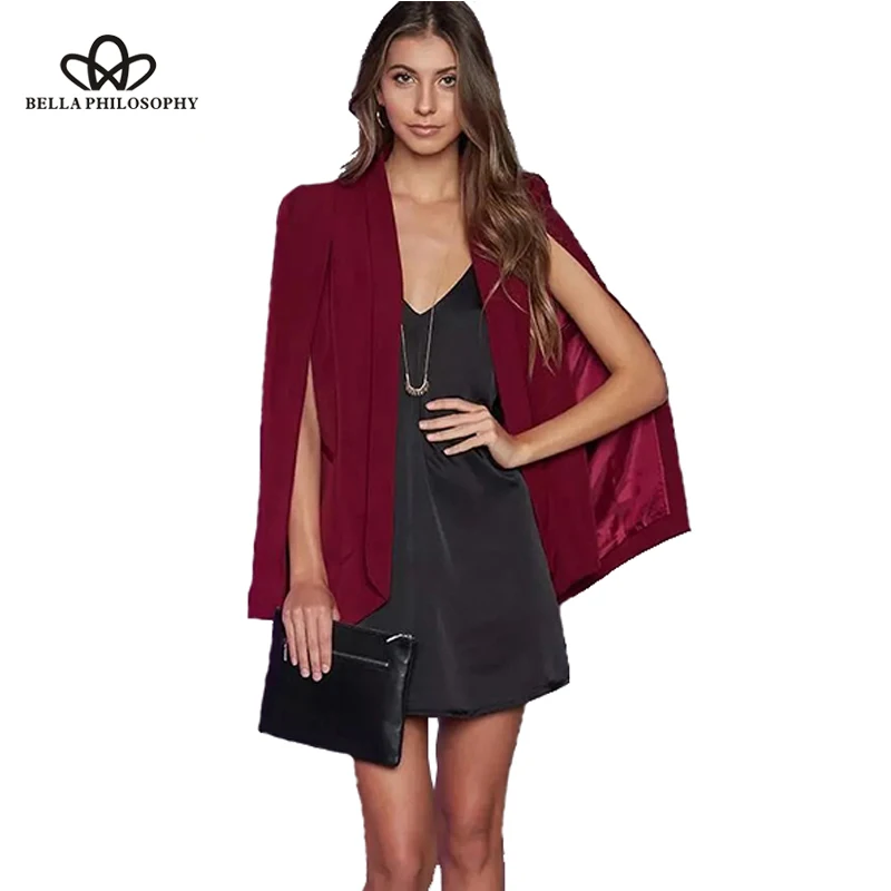 Bella Philosophy outwears cape female jacket autumn new women shawl blazer casual office lady | Женская одежда