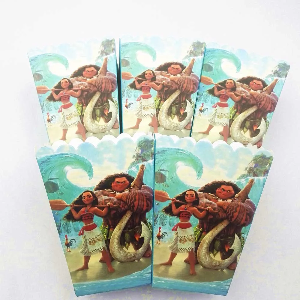 Popcorn box Моана, предметы для вечеринки, сувениры, скатерть, тарелки, салфетки, чашки, ножи, вилки, ложки, попкорн, Моана, украшение для детского дня рождения - Цвет: Popcorn box