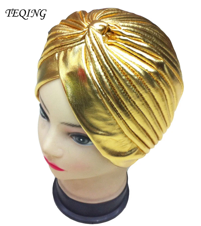 Новое поступление 2017 индийская мусульманская популярная Шапка-шарф TEQING золотой