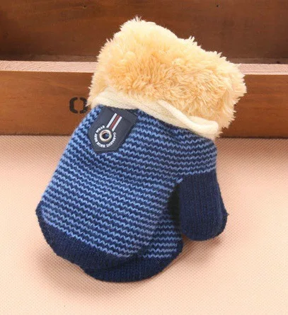 royal blue Зимние вязаные перчатки для маленьких мальчиков и девочек от 0 до 3 лет, теплые рукавицы, перчатки для детей, детские аксессуары KF960 - Цвет: royal blue
