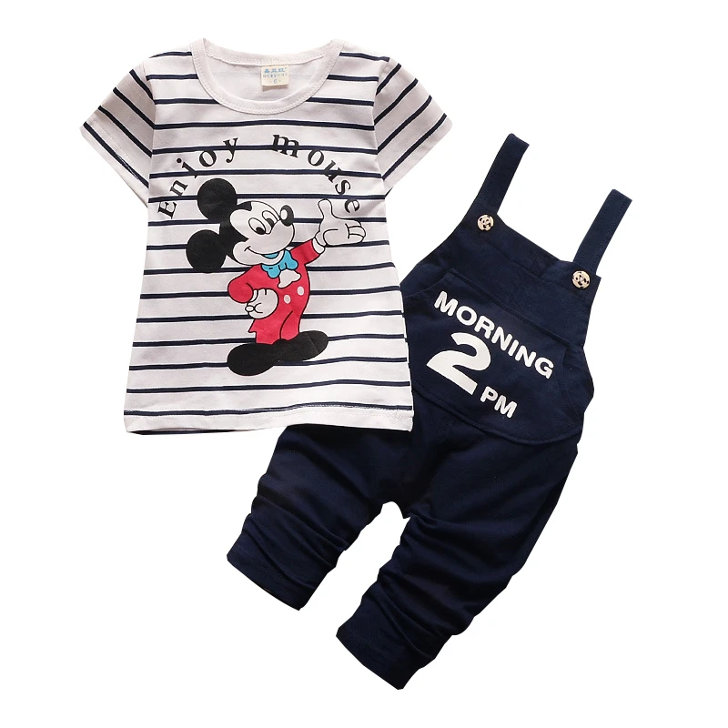 Летний комплект одежды для малышей костюм Микки Минни Маус маленьких девочек