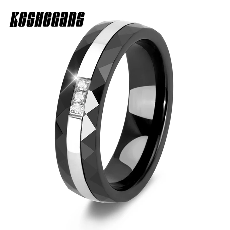 Classic Ceramic Ring For Women Circle CZ Fashion Jewelry Wedding Vintage Retro Crystal Stainless Steel Romantic Finger Rings | Украшения и