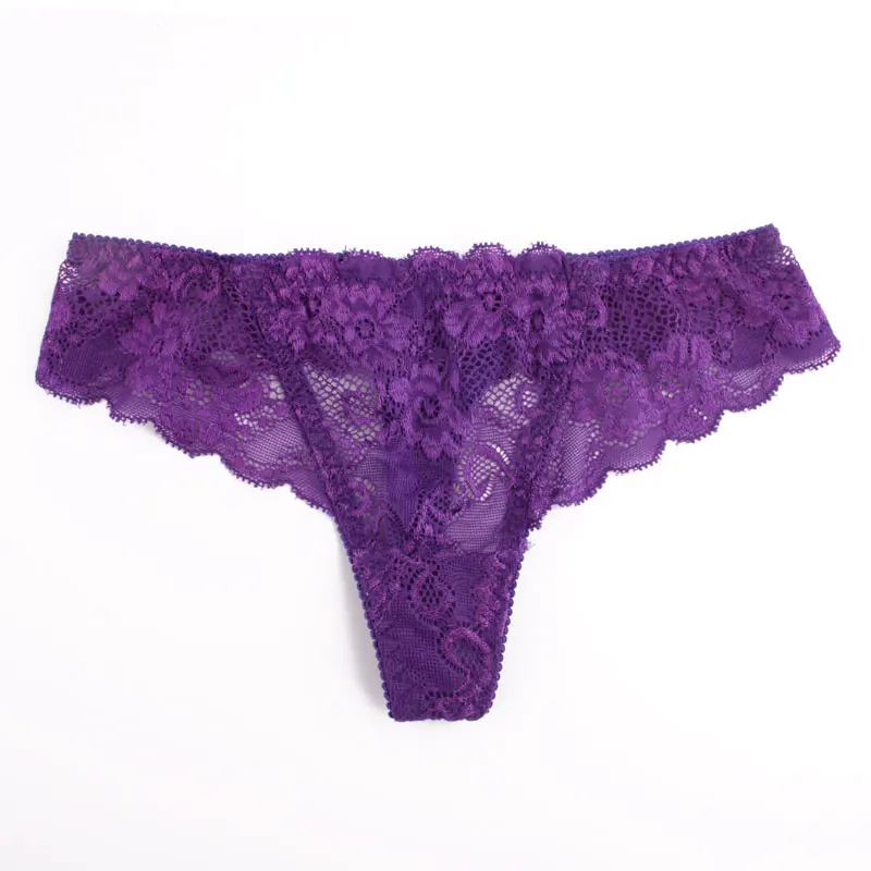 Женские кружевные сексуальные трусики-Тонги прозрачные однотонные стринги с
