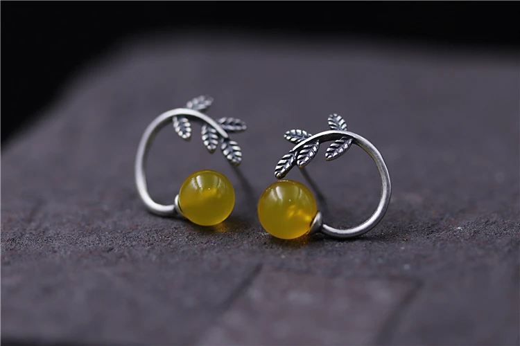 Женские винтажные серьги гвоздики C & R из настоящего серебра 925 пробы с желтым