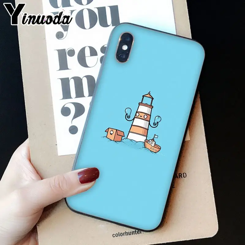 Yinuoda Маяк черный ТПУ Мягкий силиконовый чехол для телефона для iPhone 8 7 6 6S Plus 5 5S SE XR X XS MAX Coque Shell