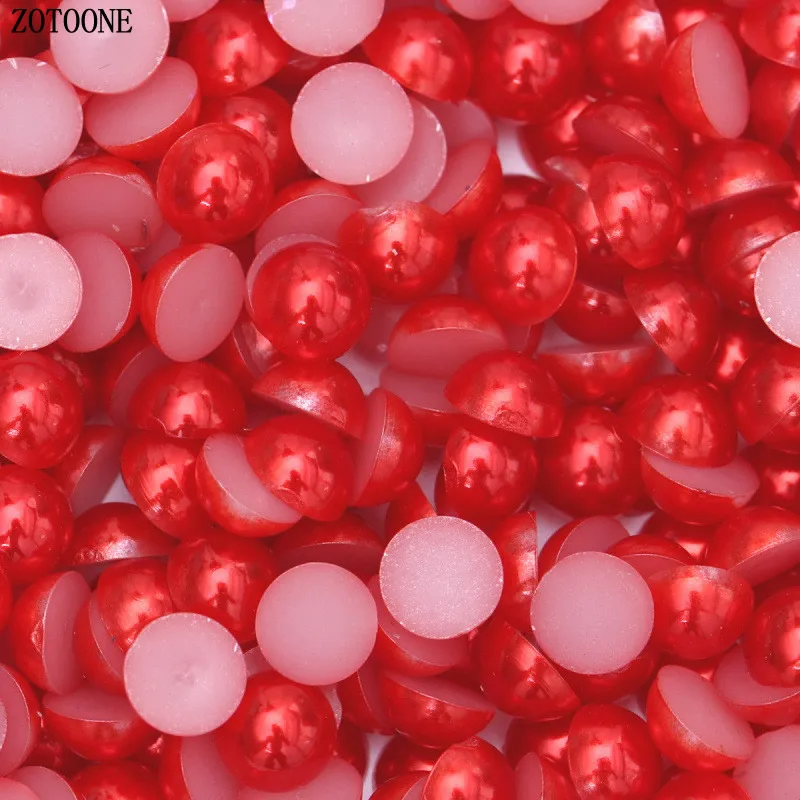 ZOTOONE 1000 шт 2-6 мм перламутровая отделка Steentjes поделки из смолы полукруглые жемчужные бусины с плоской задней поверхностью жемчужные бусины для дизайна ногтей DIY украшения B - Цвет: Red