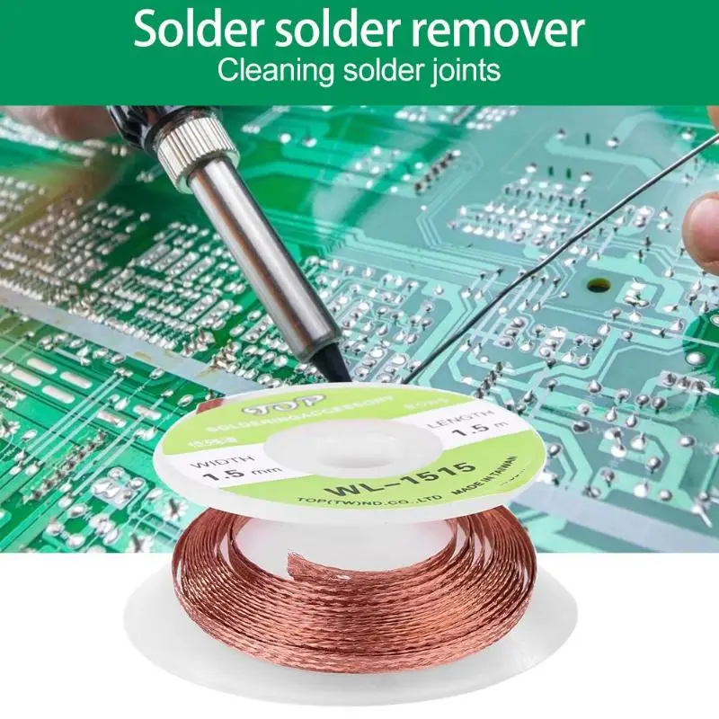 

1.5mm 2mm 2.5mm 3mm 3.5mm Width 1.5M Length Desoldering Braid Welding Solder Remover Wire Lead Cord Flux BGA Repair Tool