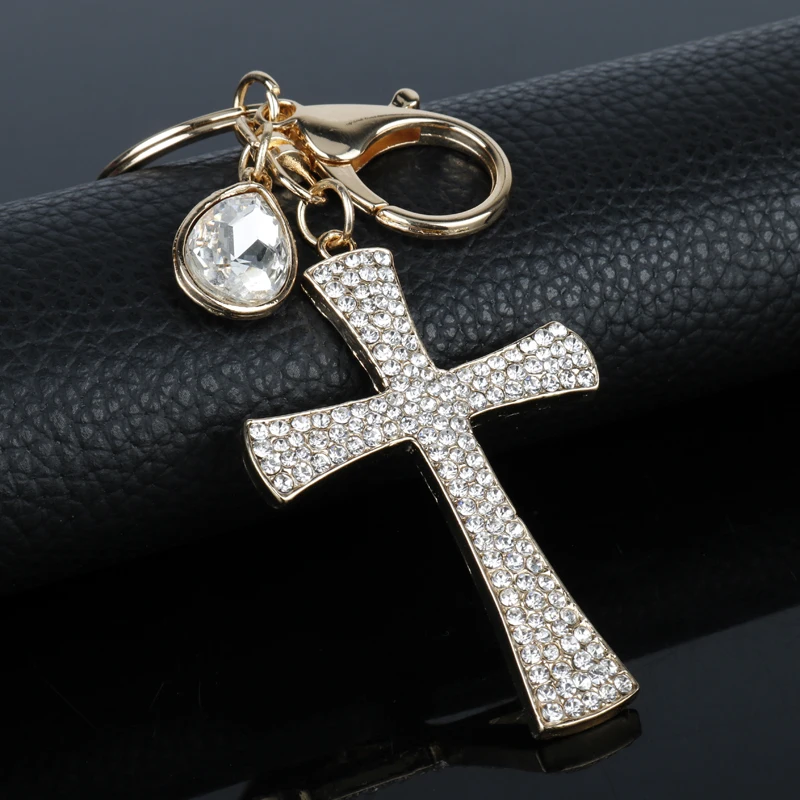 

Full Rhinestone Egyptian Cross Keychain Women Handbags Purse Jewelry Key Chain Alloy lobster clasp key ring sleutelhanger