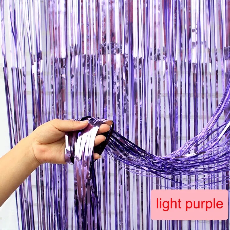 light purple-8pcs 2 м фон занавеска Детские Вечерние Декорации фольга бахрома занавеска с блестками День рождения Свадьба Декорации Hanukkah украшения - Цвет: light purple-8pcs