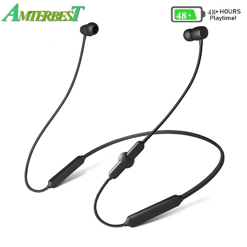 

AMTERBEST CSR Беспроводные спортивные Bluetooth-наушники IPX5 водонепроницаемые 48 часов музыки Беспроводные наушники с микрофоном Шейная гарнитура