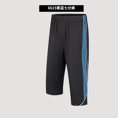 6619 blue Футбольные футбольные штаны, размер L-4XL, mannen voetbal, тренировочные штаны, для бега, 3/4, broek met ritsvak - Цвет: 6619 blue