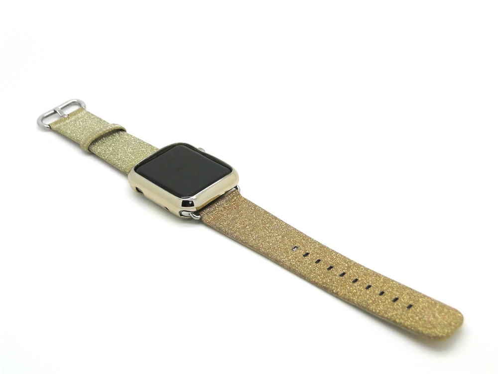 Леопардовый Радужный блестящий кожаный ремешок для Apple Watch серии 1 2 3 4 5 ремешок 44 42 мм 40 38 мм браслет для iWatch браслет
