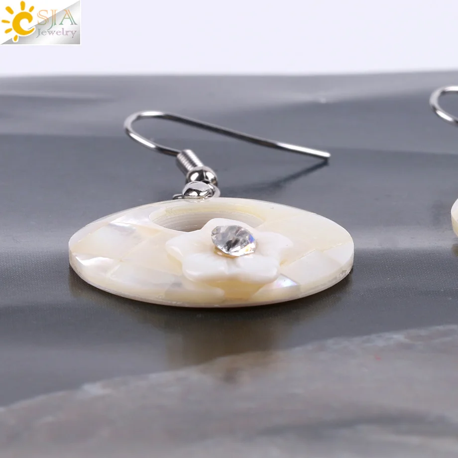 Женские ажурные серьги CSJA круглые серьги-подвески с натуральным жемчугом