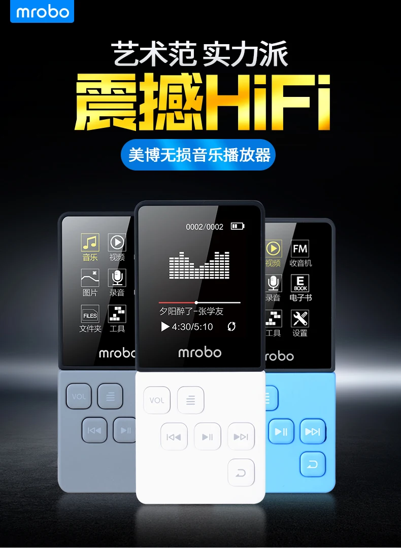 Mrobo MP4 плеер Портативный цифровой аудиоплеер с 1,8 дюймов Экран FM Электронная книга часы данных видео плеер динамик TF карты