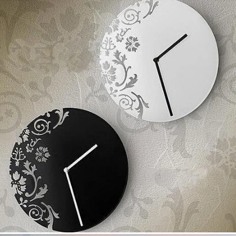 Настенные часы короткие дизайнерские Reloj De Pared Horloge акриловые зеркальные для