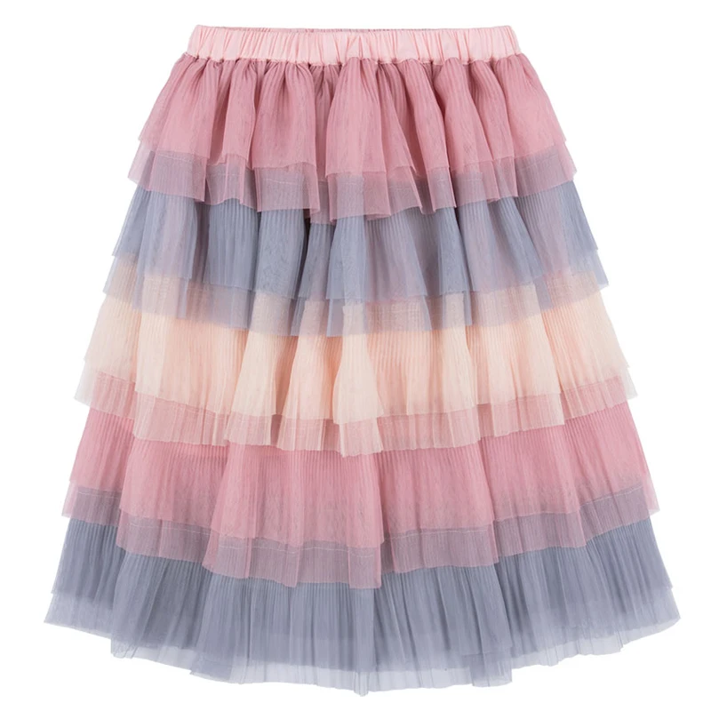 Модные детские радужные юбки трехслойные юбки-пачки для девочек лето 2019 Детские