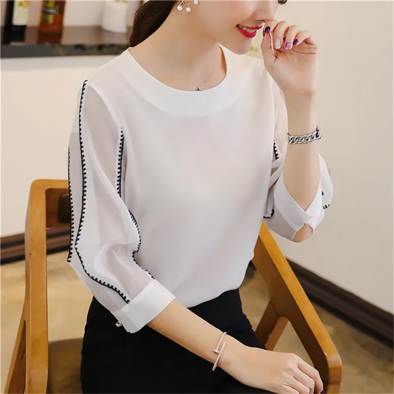 Women Shirts Summer Chiffon Blouse Tops Plus Size Office Lady Korean Top Fashion Woman Blouses 2018 Elegant Blusas Female |