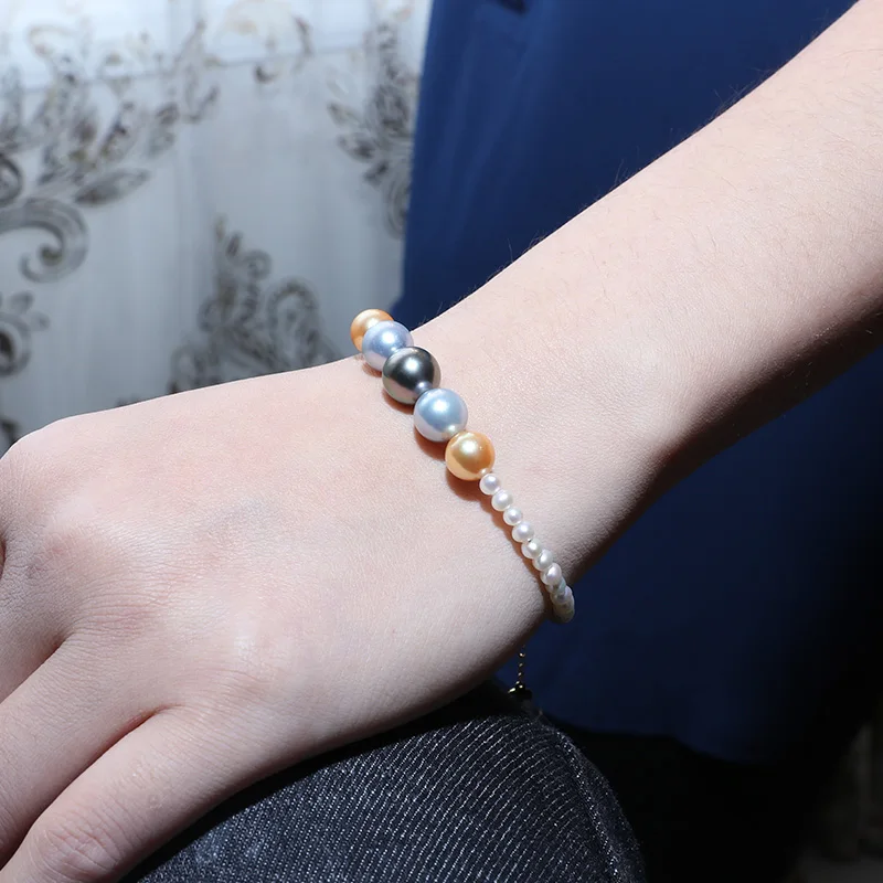 [YS] Свадебный жемчужный ювелирный браслет смешанный цвет 18 К золотой японский