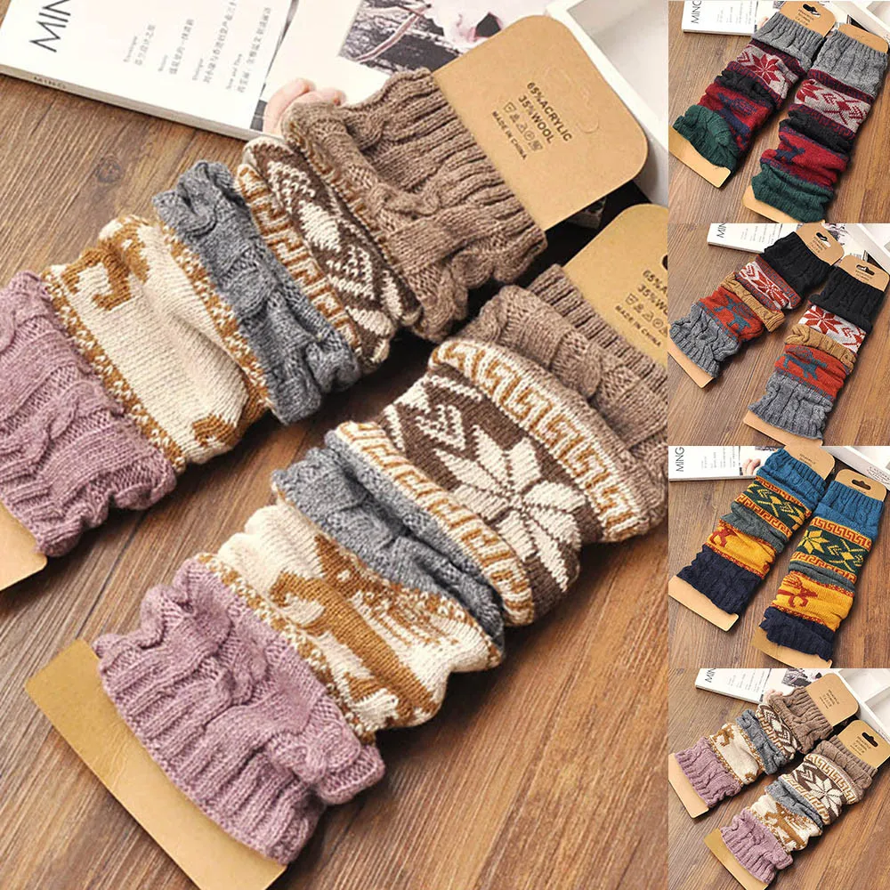 Женские зимние гетры носки для ботинок носки-трубы средней высоты с принтом