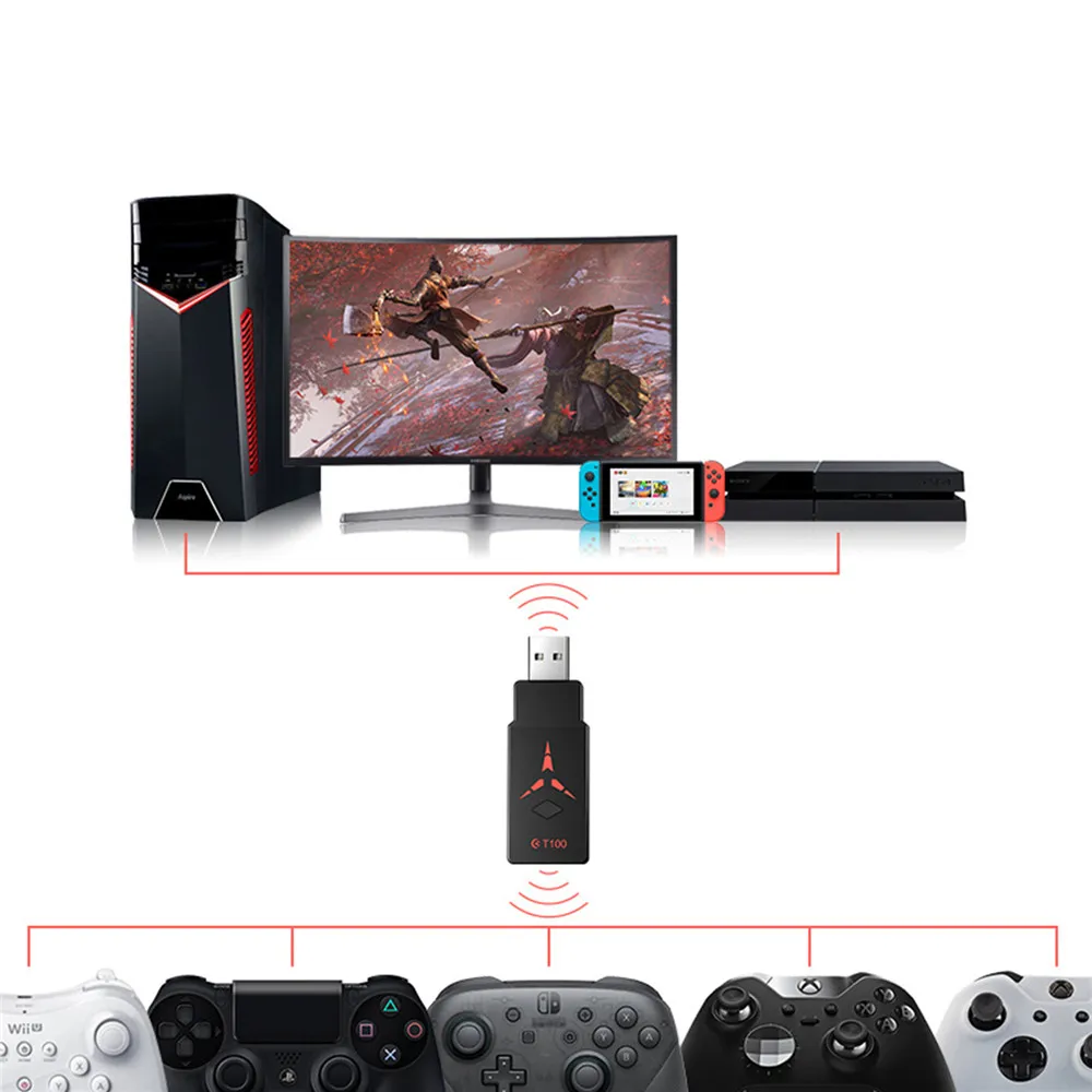 T100 беспроводной bluetooth-адаптер ДЛЯ NS Switch PS4 PS3 контроллер USB адаптер конвертер для xbox ONE 360 для Wiiu Pro геймпад