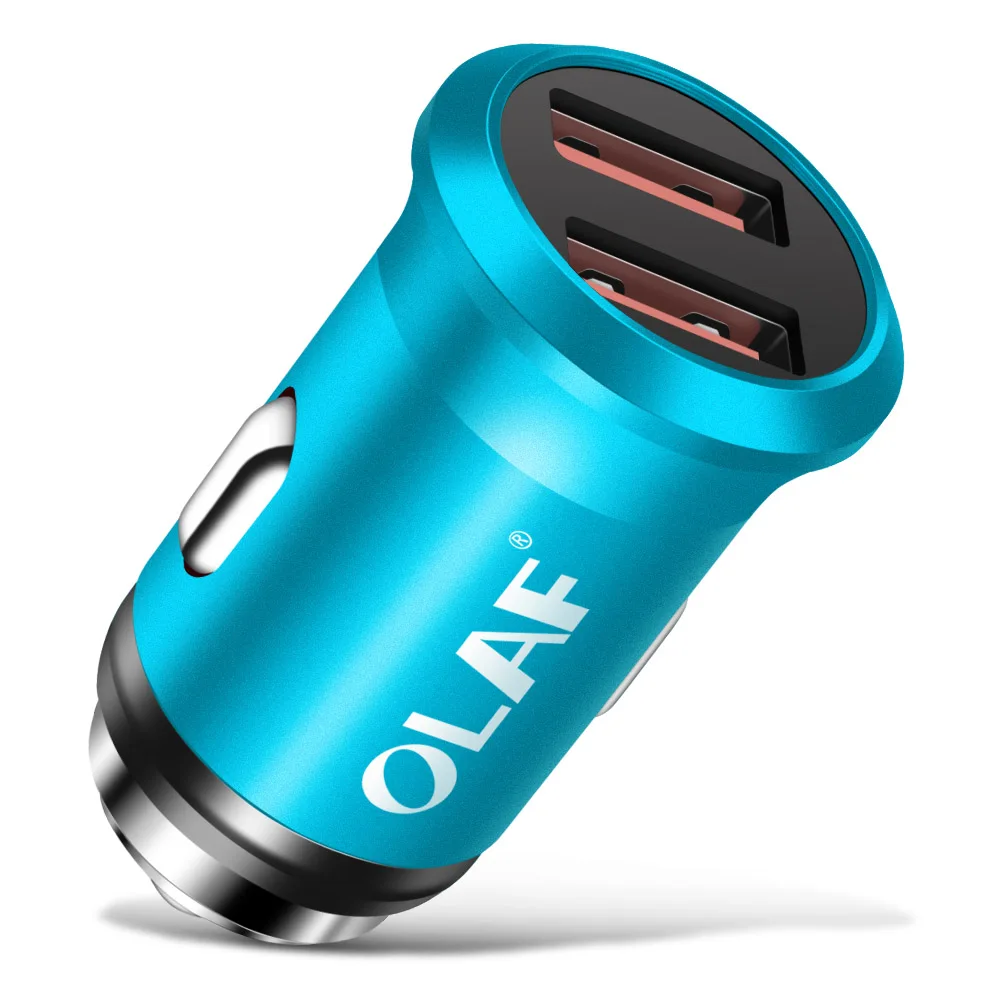 OLAF мини USB Автомобильное зарядное устройство для мобильного телефона планшет 2.4A быстрая зарядка автомобильное зарядное устройство двойной USB Автомобильное зарядное устройство адаптер в автомобиле - Тип штекера: Blue