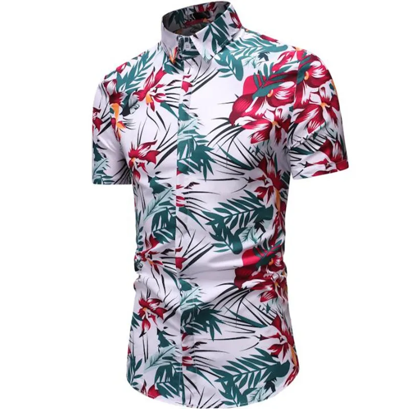 Мужская модная деловая Повседневная Цветочная рубашка с коротким рукавом HZ07