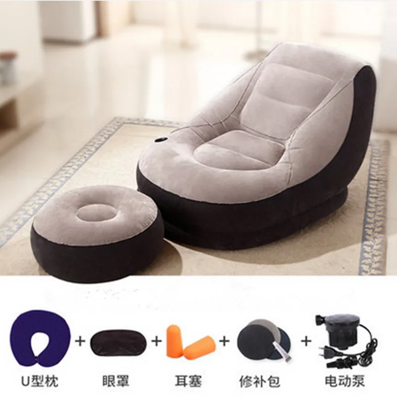 

110CM*95CM*76CM Inflatable Soft Bed With Footstool Bed Beanbag Folding Softs Bedroom Furniture Free Shipping