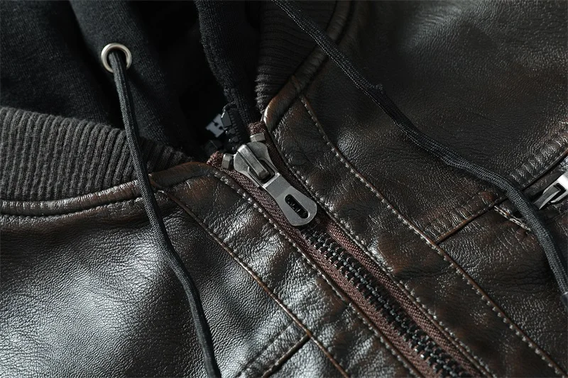 NXH искусственная кожа Jaket для мужчин PU Мужская куртка с капюшоном мотоциклетная