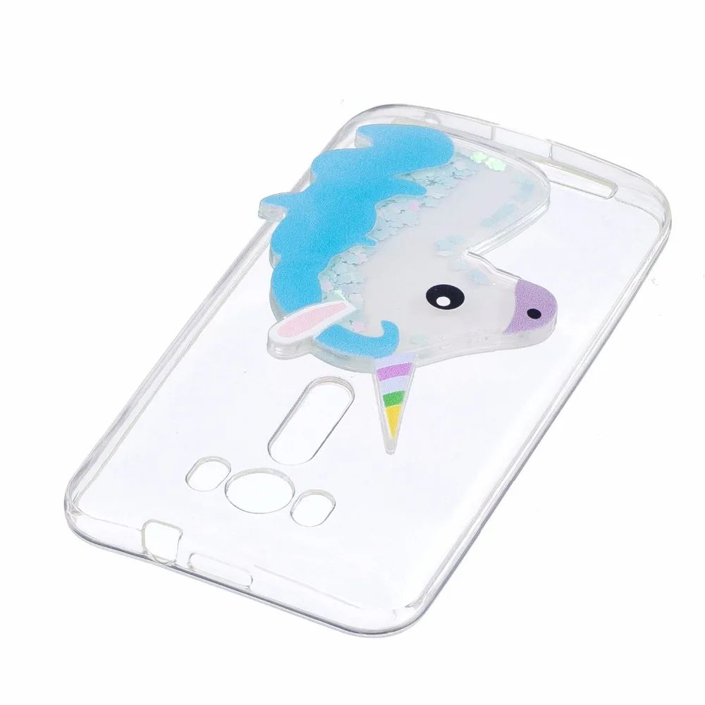 For Asus ZE500KL Cover Luxury 3D Quicksand Unicorn Soft Transparent TPU Case ASUS ZenFone 2 Laser Cases Back |