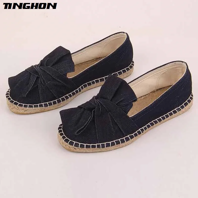 Модные Повседневные эспадрильи в этническом стиле джинсовая обувь на плоской