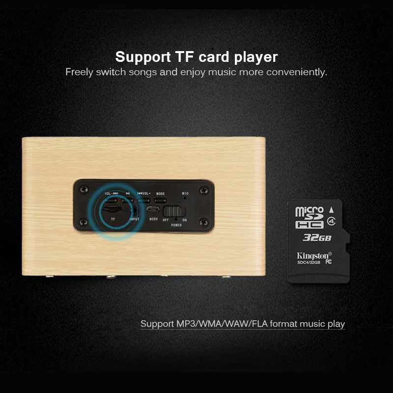 Magift Портативный древесины Bluetooth Динамик стерео двойной громко сабвуфер