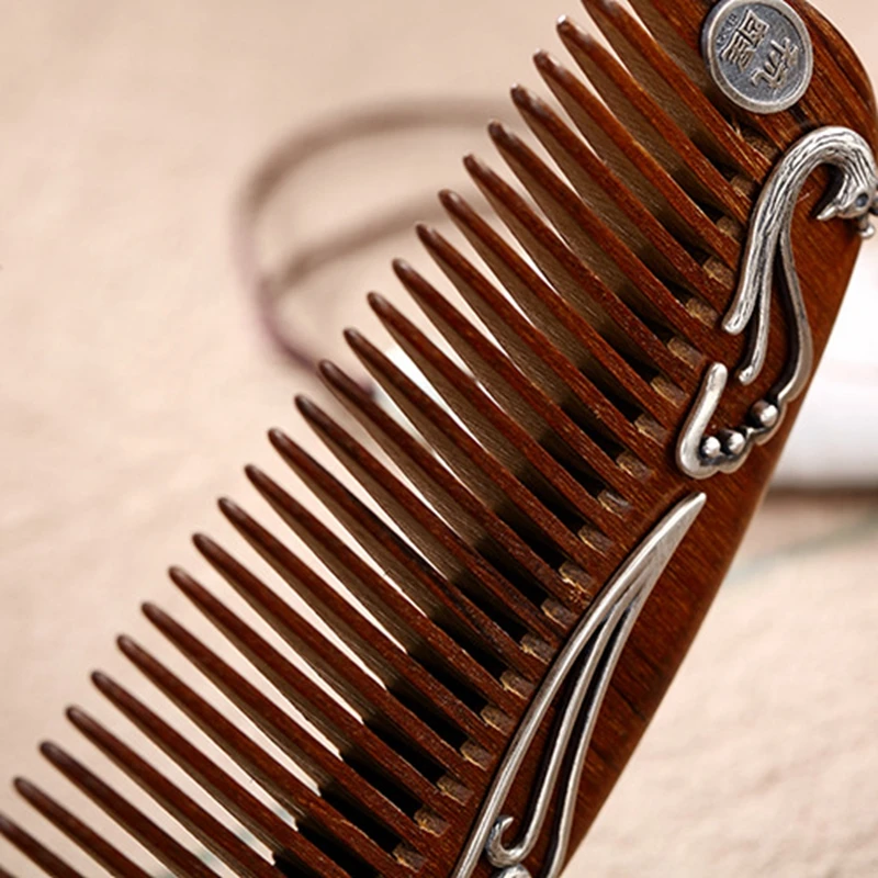 LouLeur 925 sterling silver sandalwood wood Hair Combs peacock mosa for women gift | Украшения и аксессуары