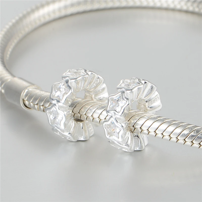 Бусины из серебра 925 пробы для браслета стерлингового бусины с фиксатором в форме