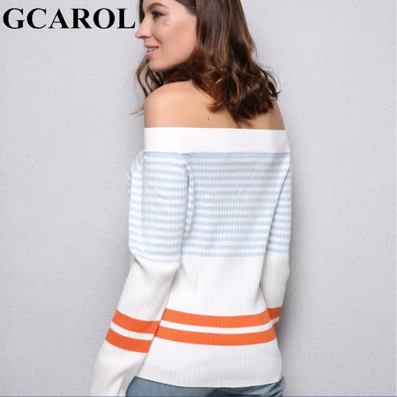 Женский свитер в полоску GCAROL теплый трикотажный эластичный с