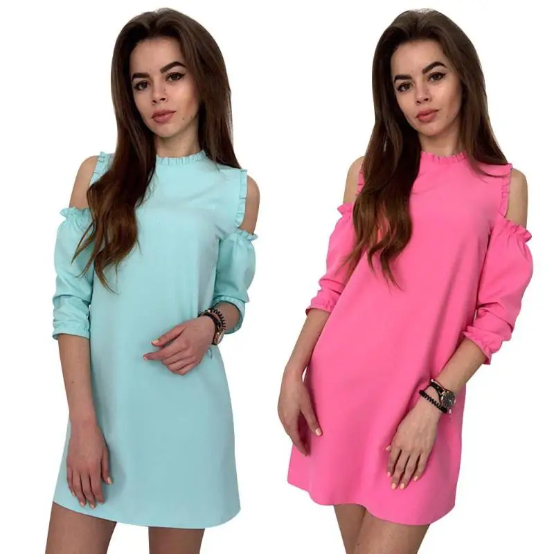 Женские мини-платье осень 2017 г. Половина рукава с открытыми плечами Элегантные