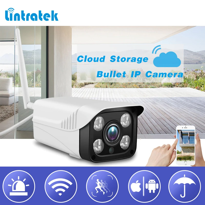 external surveillance wifi security camera hd 720p cloud storage bullet ip 4 ir lights indoor outdoor wi fi lintratek camera free global shipping