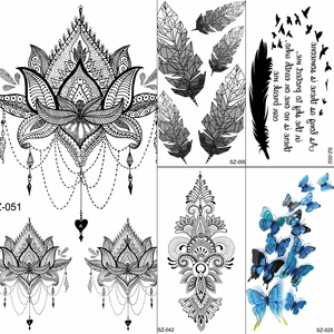 Хна Цветок Кулон татуировки Временные племенные женский боди-арт рука сексуальная переводная вода Татуировка девушка Сексуальный макияж Поддельные DIY татуировки