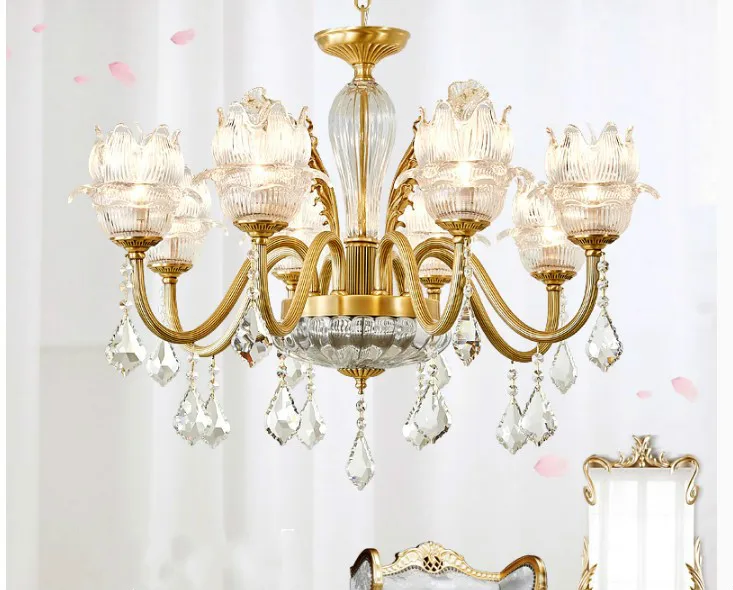 

Free Shipping Bronze Chandelier Lights Luxurious Brass Crystal Lamp Lustre Suspension Lighting Home Decoration 100% Guaranteed