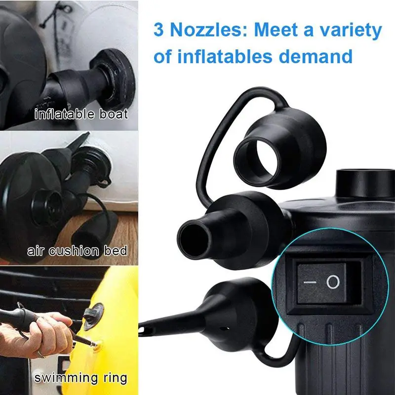 Электрический двухполосный воздушный насос с 3 насадками 220 В переменного тока/12