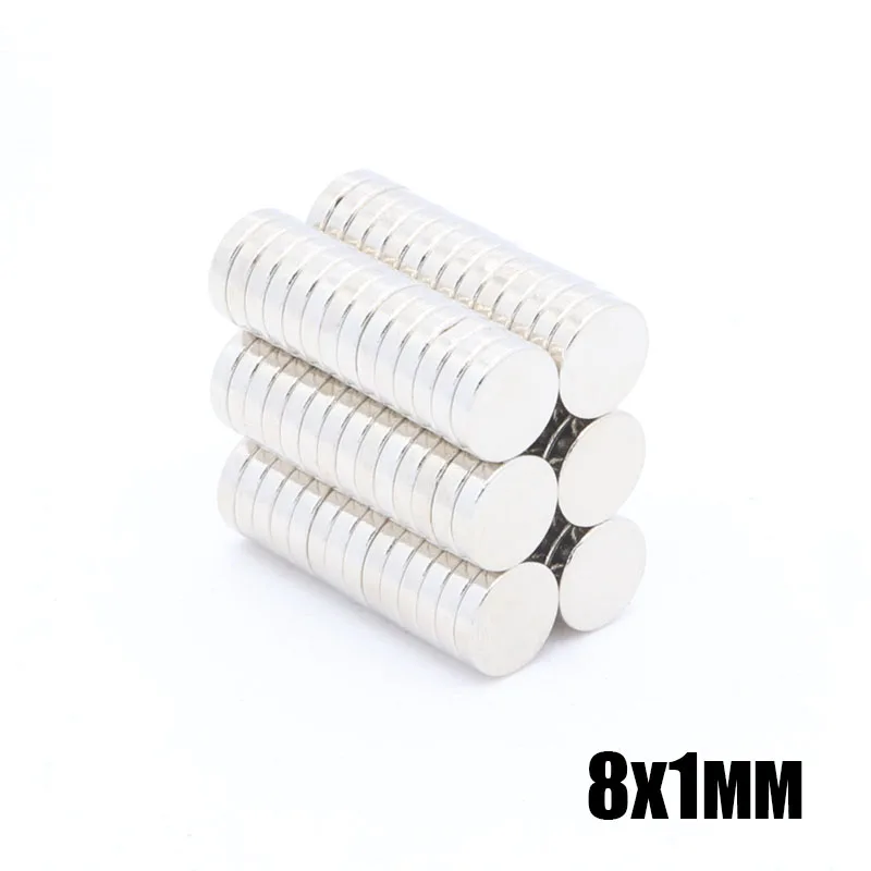 500 шт 8x1 мм неодим Магнитный Диск Постоянный Small маленький круглый супер мощный сильный Магнитный Магнит 8 мм x 1 мм