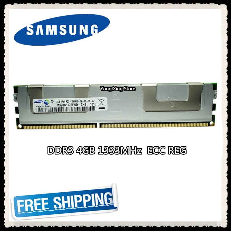 Серверная память Samsung DDR3 4 ГБ 8 1333 МГц ECC REG регистр DIMM RAM 240pin 10600 4G|Оперативная
