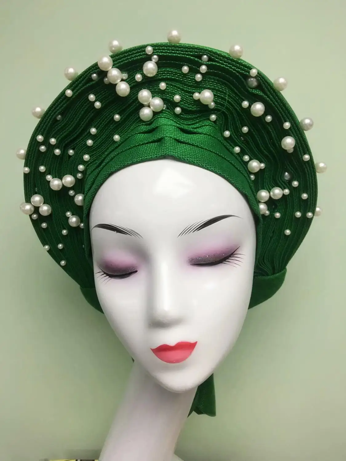 Африканская Женская шаль ASO OKE авто-геле для вечерние горячая Распродажа нигерийская Кружевная повязка на голову красная кружвная ткань 1 шт./лот