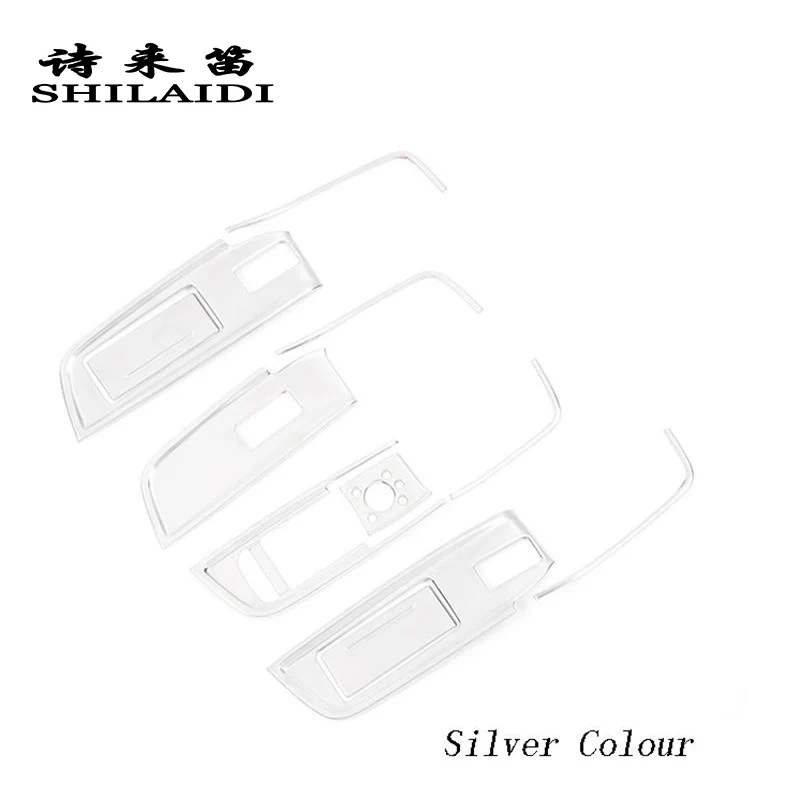 Silver Автомобильный Стайлинг Дверная панель подлокотника Чехлы отделка окна стеклянный лифт кнопки рамка наклейки для Audi q7- авто аксессуары для леворульных автомобилей - Название цвета: Silver