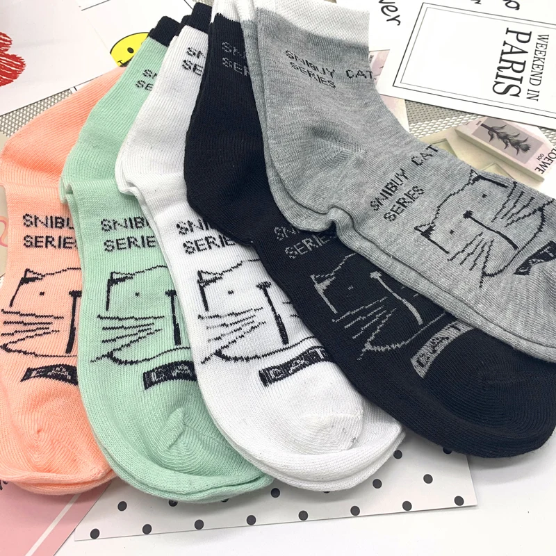 2019 новые милые хлопковые носки с животными женские летние короткие милыми