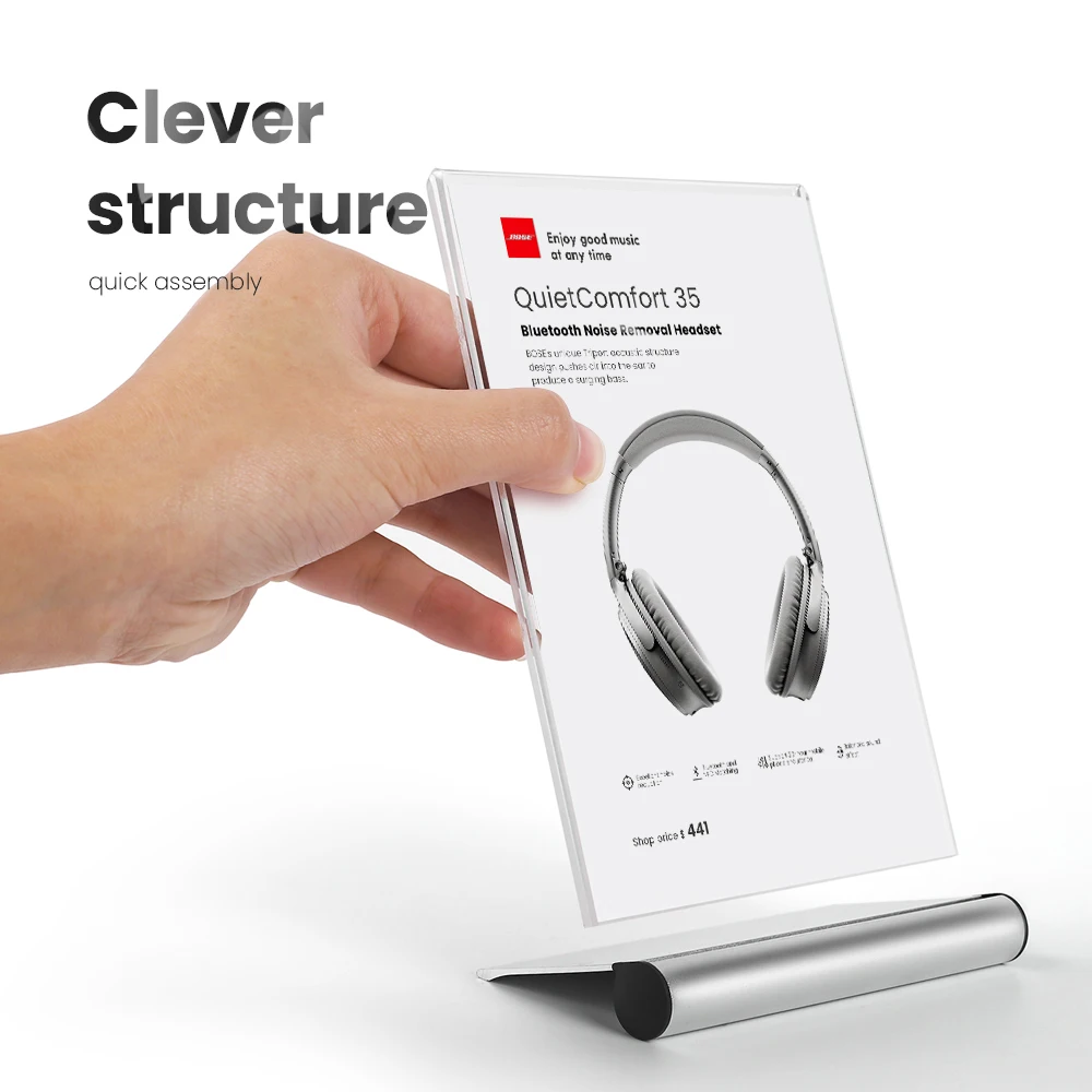 Алюминиевый держатель для знаков A6 L настольная Цена Этикетка Знак Держатель